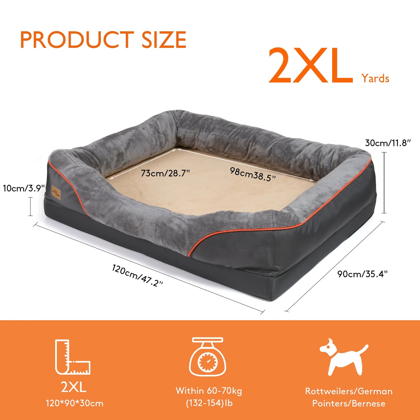 Large Dog Bed Waterproof, Soft. Comfortable. Anti Allergy. Warm Fleece. Removable Washable Cover