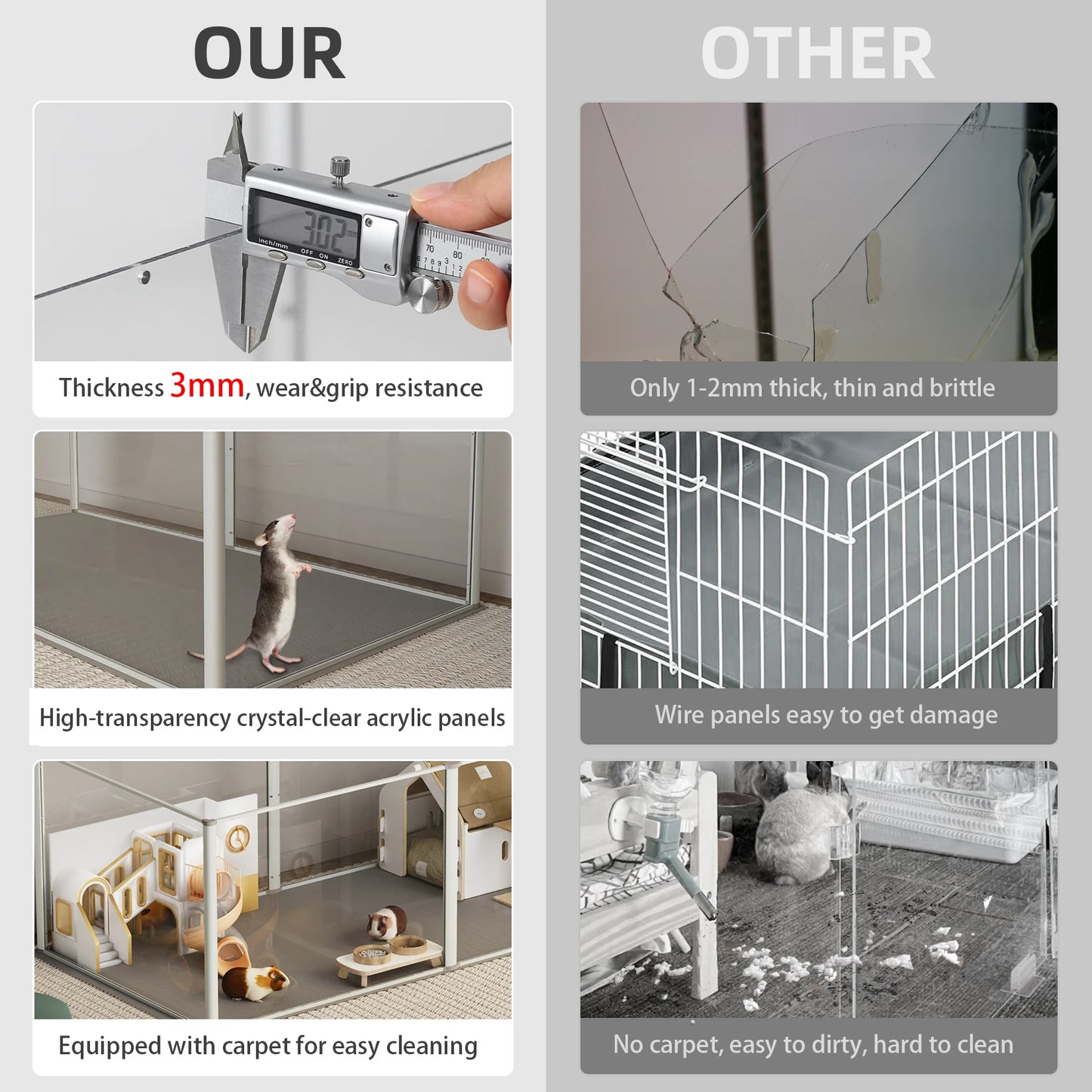 6 Panels Puppy Crate Kennel Fence Acrylic Indoor Playpen