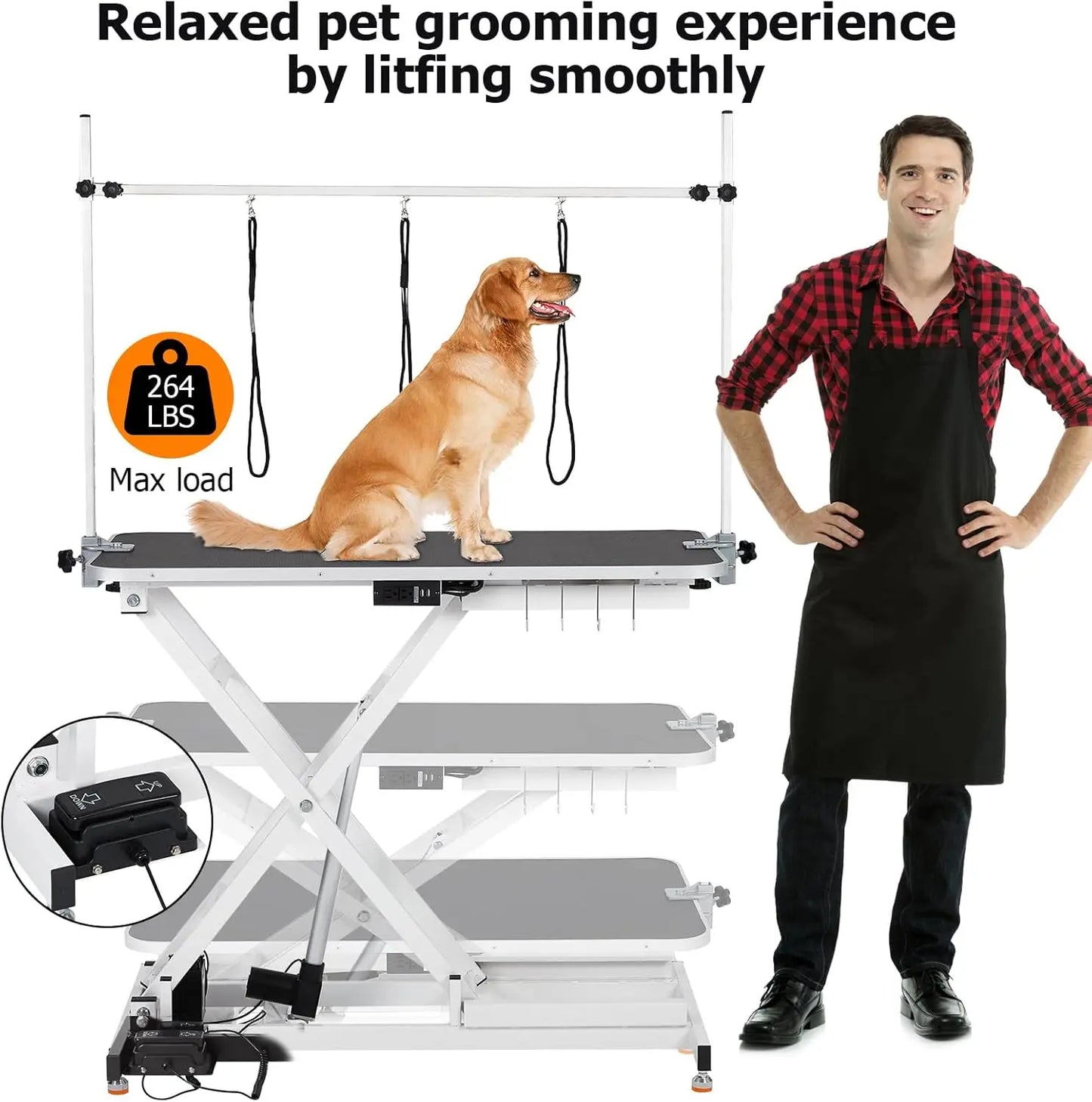 50Inch Electric Dog Grooming Table, Height Adjustable, X-Type Electric Lift Dog Grooming , Large Dogs