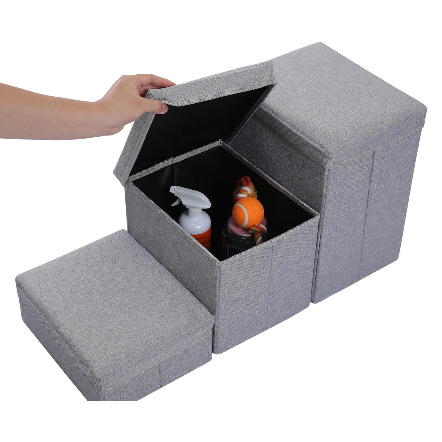 3-Tier Dog Steps Foldable Adjustable Height Stairs
