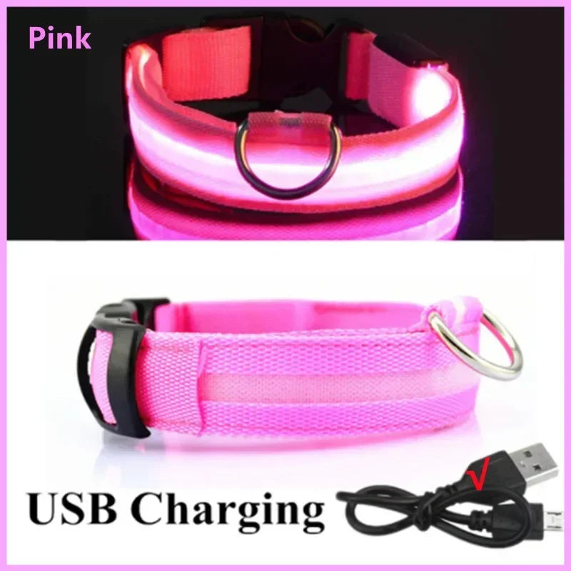 Flashing Glow In The Dark LED Dog Collar Nylon