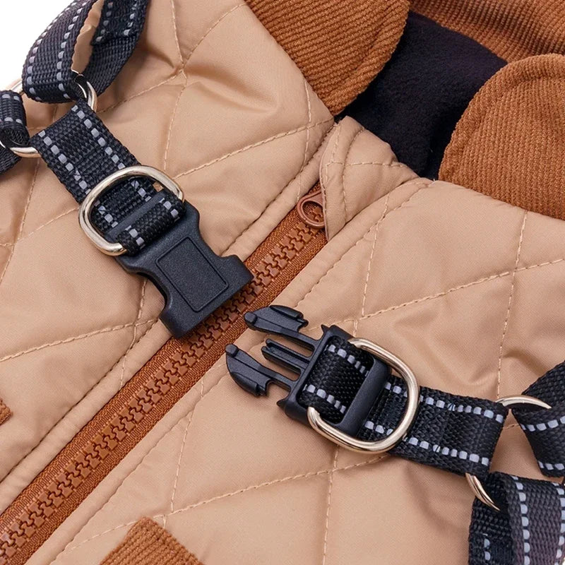 Warm, Winter Zippered Harness Dog Coat