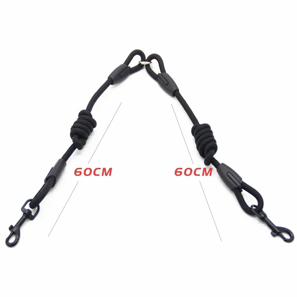 Double Leash, Small Dogs for Leash, 2 Ways Pet Nylon Dogs Lead Double Twin Coupler Stuff Black