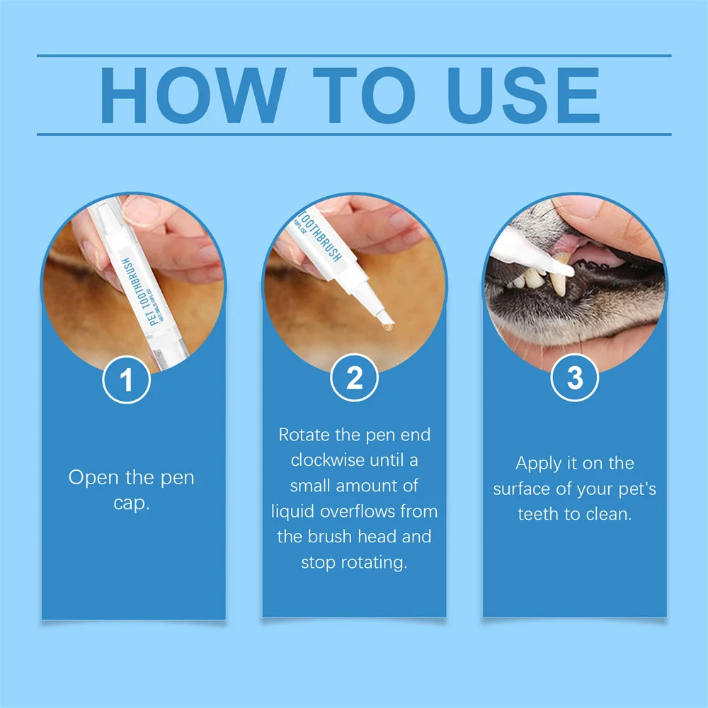Dogs Teeth Cleaning Pen-Toothbrush Clean Kit Tartar/Stains Remover