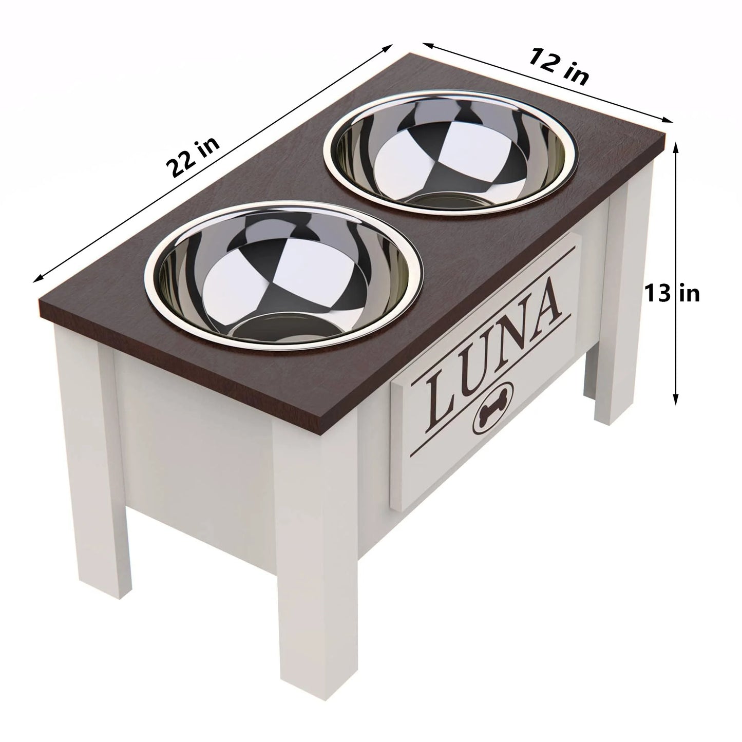 Elevated-Raised Stand Dog Bowl, Internal Storage, Double Stainless Steel Dish