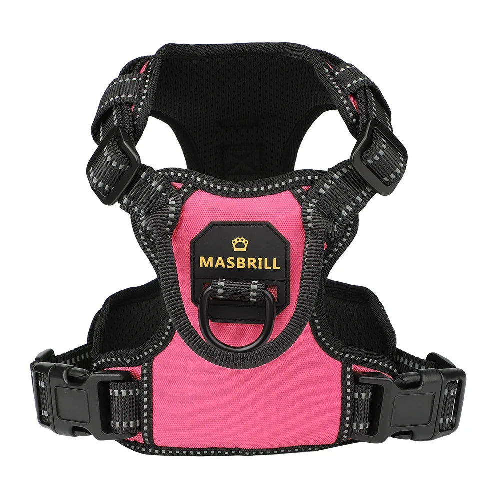 Dog Nylon Adjustable Reflective Dog Vest, No Pull, 2 Metal Leash Hooks, Easy Control