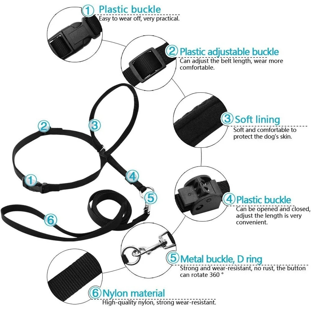 Adjustable Head Collar, Halter, Pulling Gentle Control Leash for Training Dogs