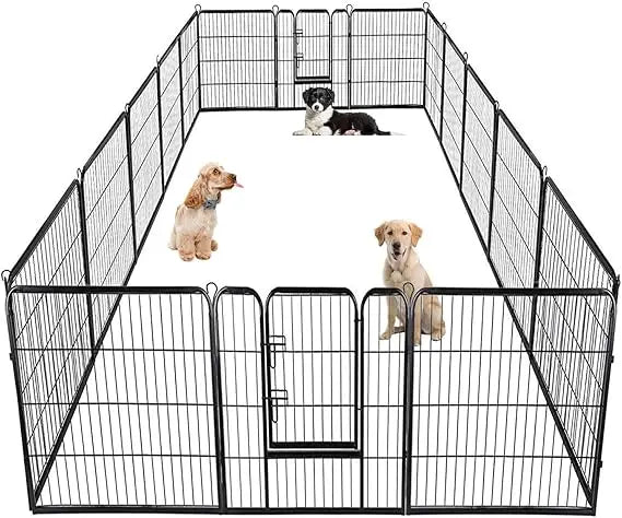 Dog Metal Playpen Indoor, Outdoor 40 inch 16 Panels, Camping Fence with Doors,