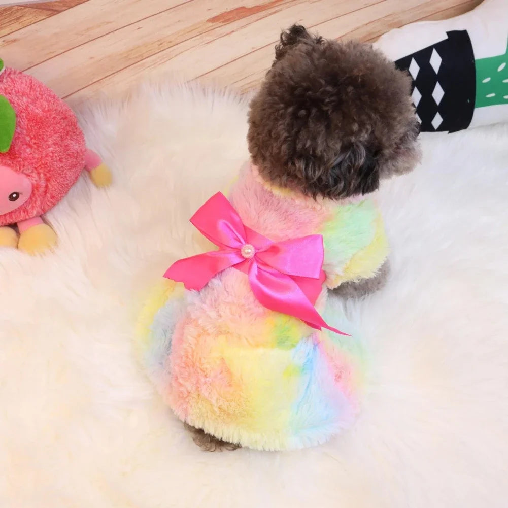 Warm Fleece Plush Fashion Color Dog Skirt