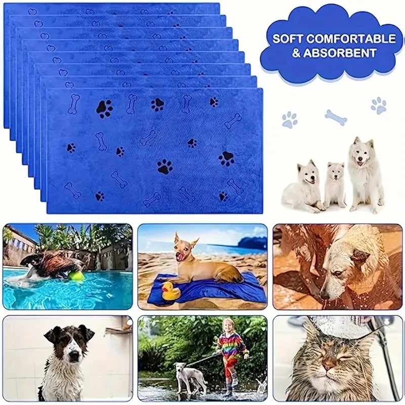 2pcs Soft Microfiber Dog Towels - Quick Dry, Absorbent, Bath & Grooming Towels