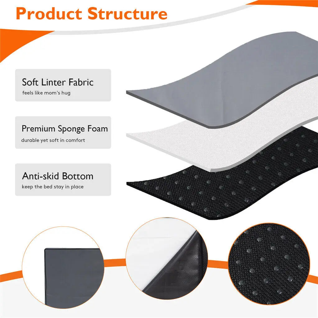 M L XL 2XL Jumbo, Orthopedic, Memory Foam, Dog Bed Crate Mattess, Waterproof Washable Cover