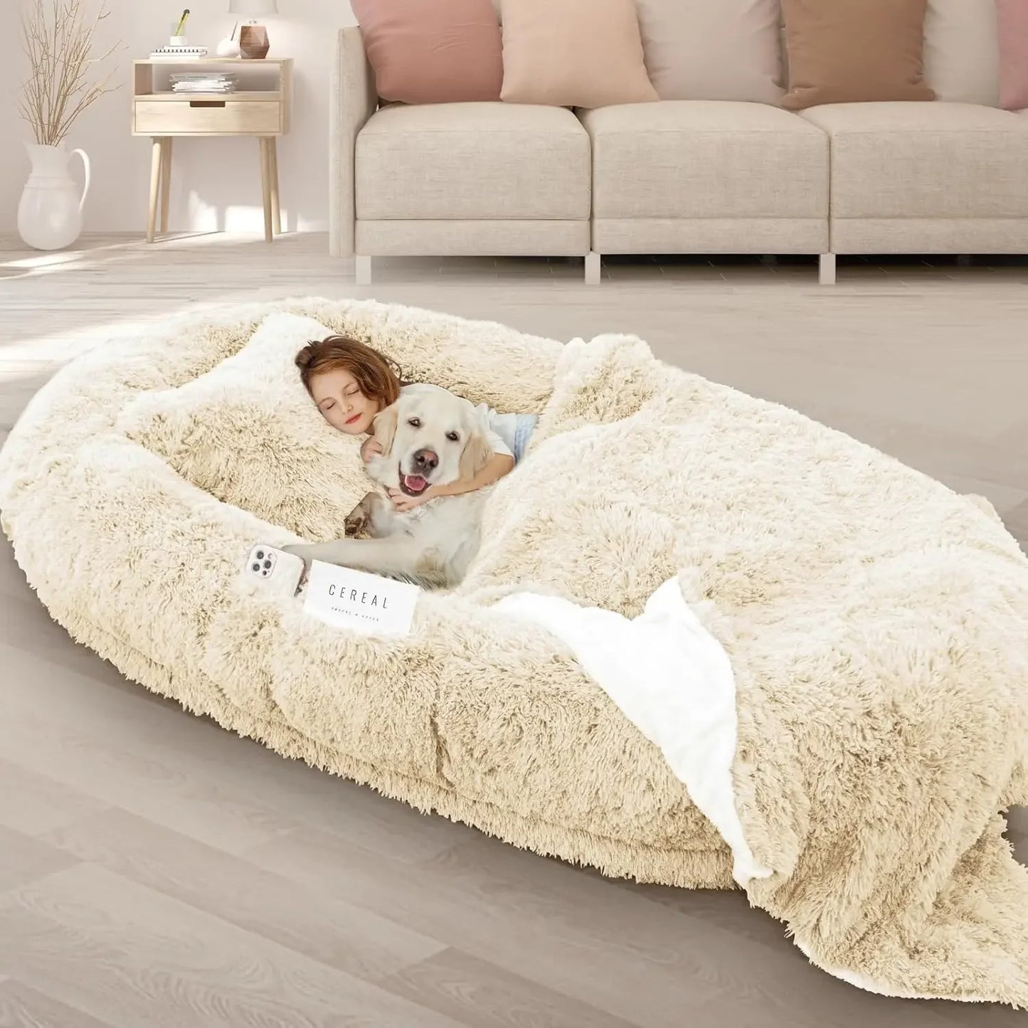 Washable Giant Human with Dog Bed, 10 CM Thick Memory Foam Large Oversize Dog Bed