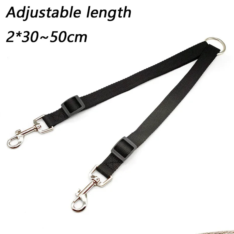 Twin Dual Coupler Dog Leash Two in One Strong Nylon V Shape Adjustable ,2 Dogs Pet Lead