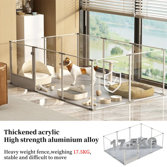 180cm Clear Acrylic Dog Playpen, Exercise Fence