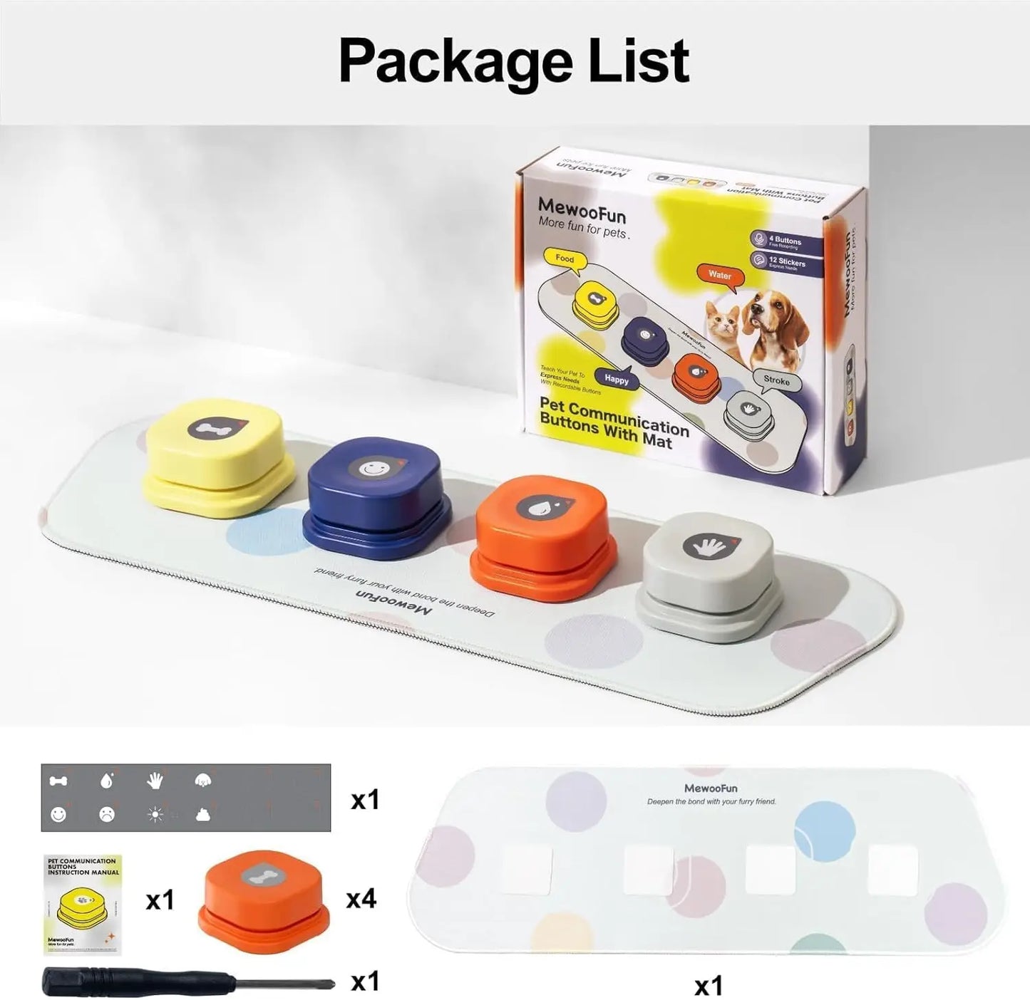 4 Pcs Communication Buttons Voice Recording Clicker Training Manual for Dogs