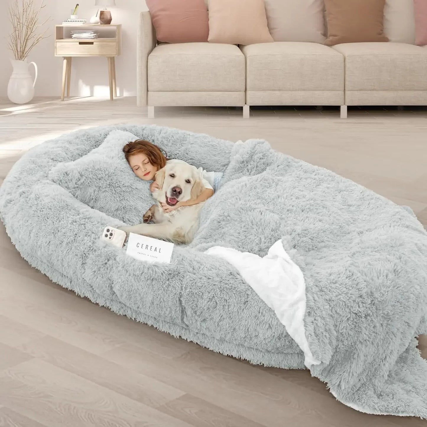 Washable Giant Human with Dog Bed, 10 CM Thick Memory Foam Large Oversize Dog Bed