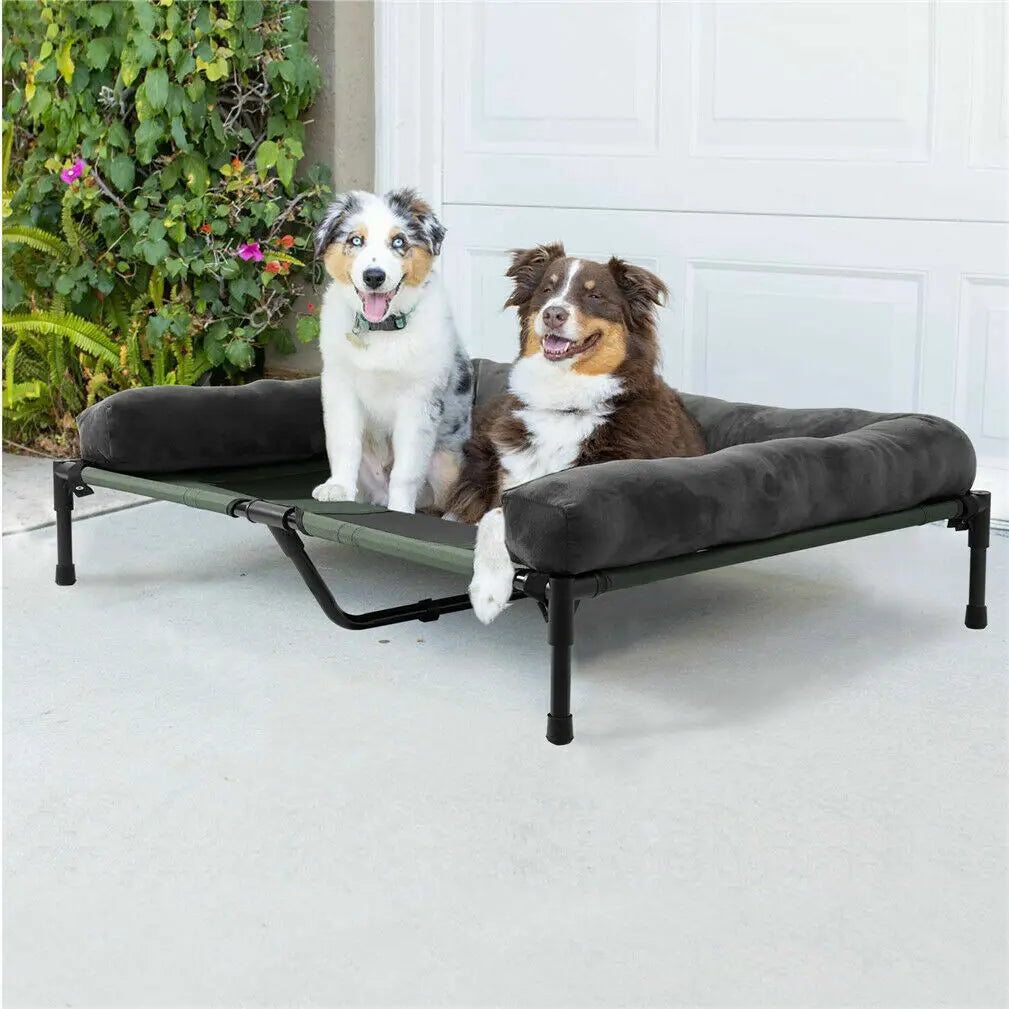 Dog Bed for Dogs and Cats Indoor Outdoor Elevated Pet Lounger Bed with Detachable Plush Bolster Cooling  Summer L XL 2XL