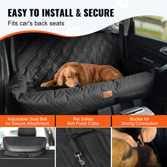 Dog Waterproof, Booster Seat Car Seat/Bed with Clip-On Safety Leash