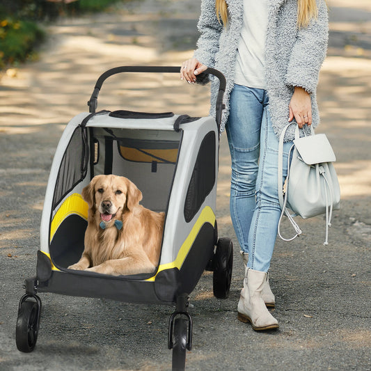 Portable/Foldable  Travel Dog Stroller/Carrier with 4 Wheels for Large Dogs