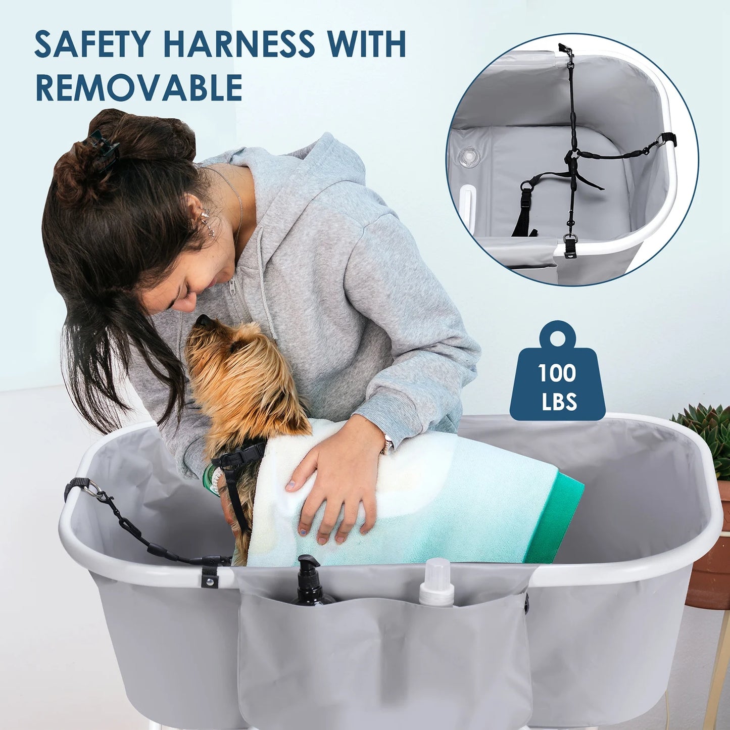 Collapsible Portable Dog Bathtub with Stand, Lightweight & Non-Slip Base