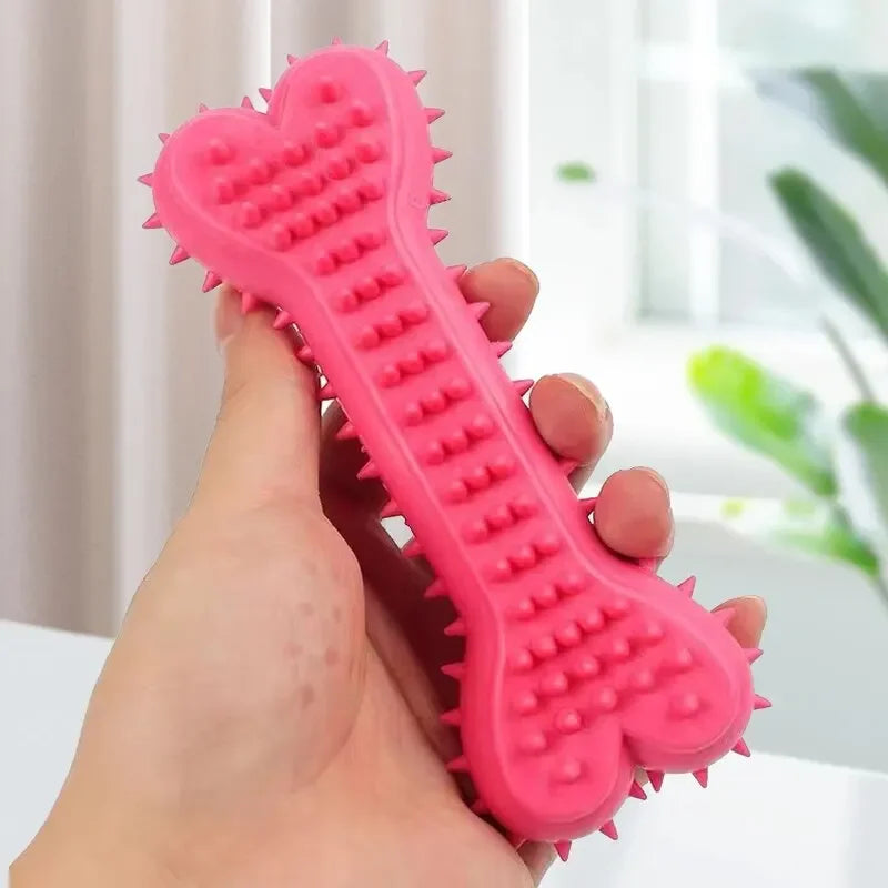 1PC Soft Rubber Bite-resistance Bone Shape Chew Toy for Small Dogs