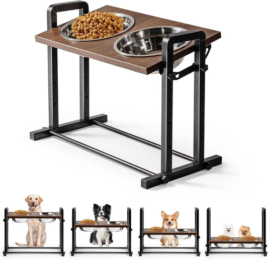 Raised Stainless Steel Height Adjustable Dog Bowls