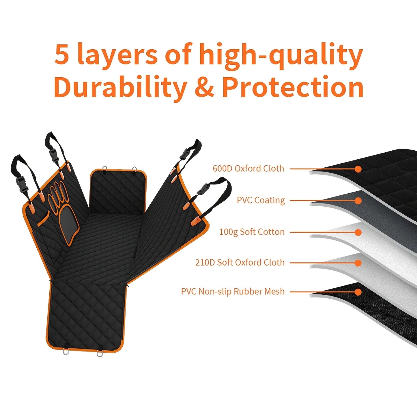 Dog Rear Seat Cover, Hammock Heavy Duty Scratch Resistant Anti Slip Durable Soft