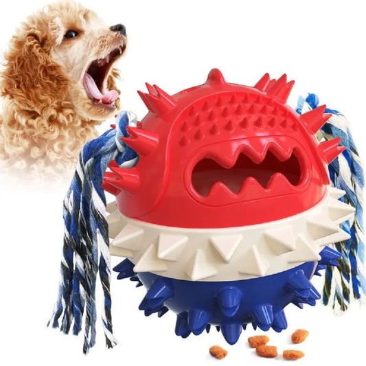 Interactive Squeaky, Bounce, Treat Chew with Rope for Aggressive Dog Chewers