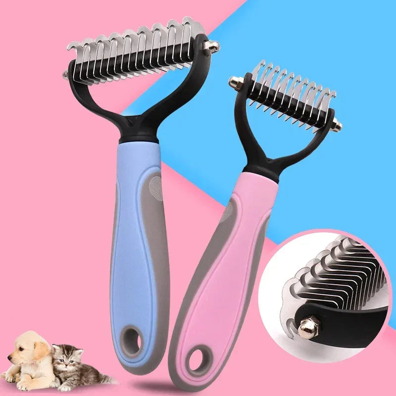 Dog Grooming Hair Removal Comb Brush Double sided Shedding Fur Knot Cutter