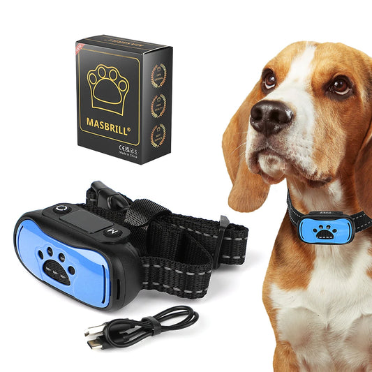 Rechargeable Anti Barking Training Dog Bark Collar, Sensitivity Intensity Beep Vibration