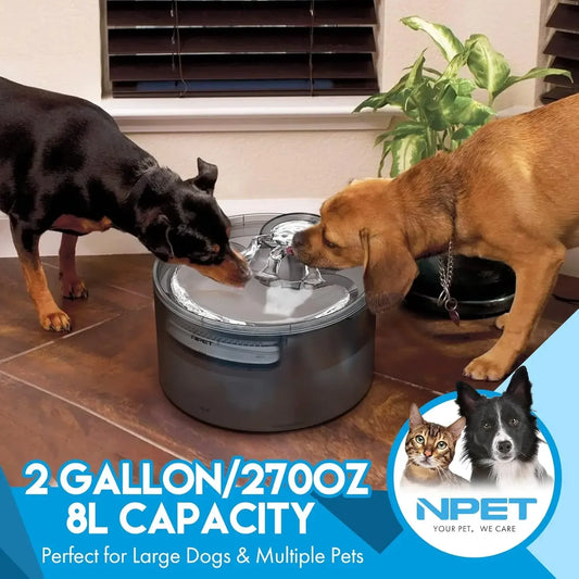 Dog 2 Gallon Automatic Dog Water Dispenser/ Fountain with Splatter Guard