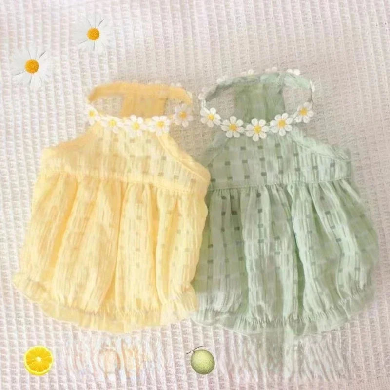 Dogs Dress Yollow Daisy Cute Mascotas