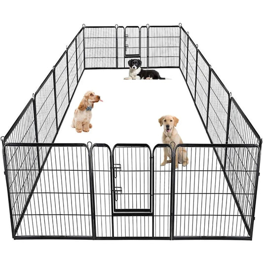 Dog Metal Playpen Indoor, Outdoor 40 inch 16 Panels, Camping Fence with Doors,