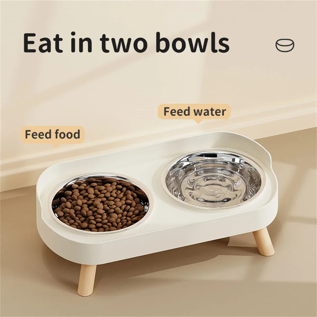Anti-splash, Anti-knock  Dog Bowl  Stainless Steel Double Bowl
