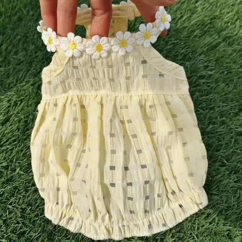 Dogs Dress Yollow Daisy Cute Mascotas