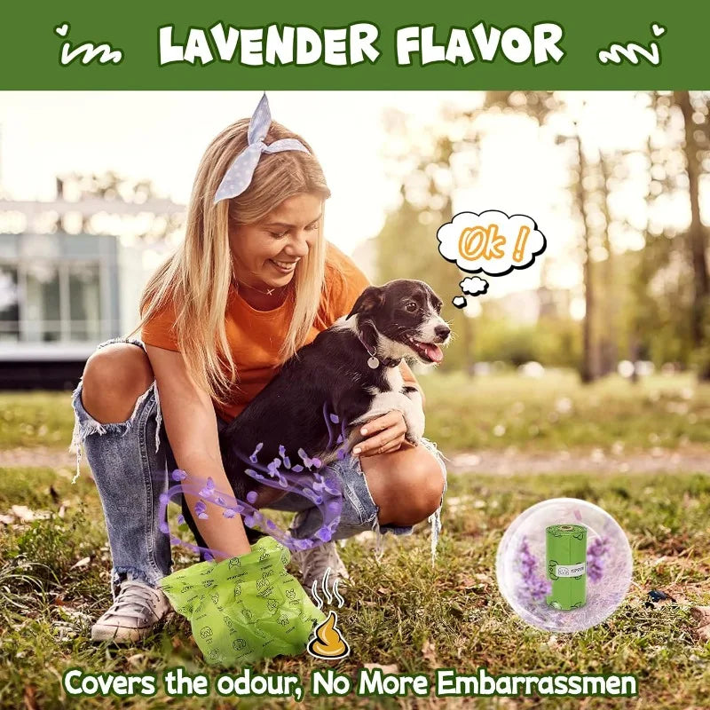 Thick Waste Dog Poop Bag Set with Dispenser & Leash Clip