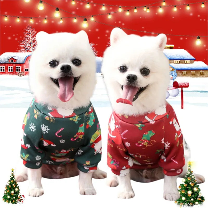 Holiday Warm Lining  Sweatshirt, Soft Breathable, Pullover Dog Clothes