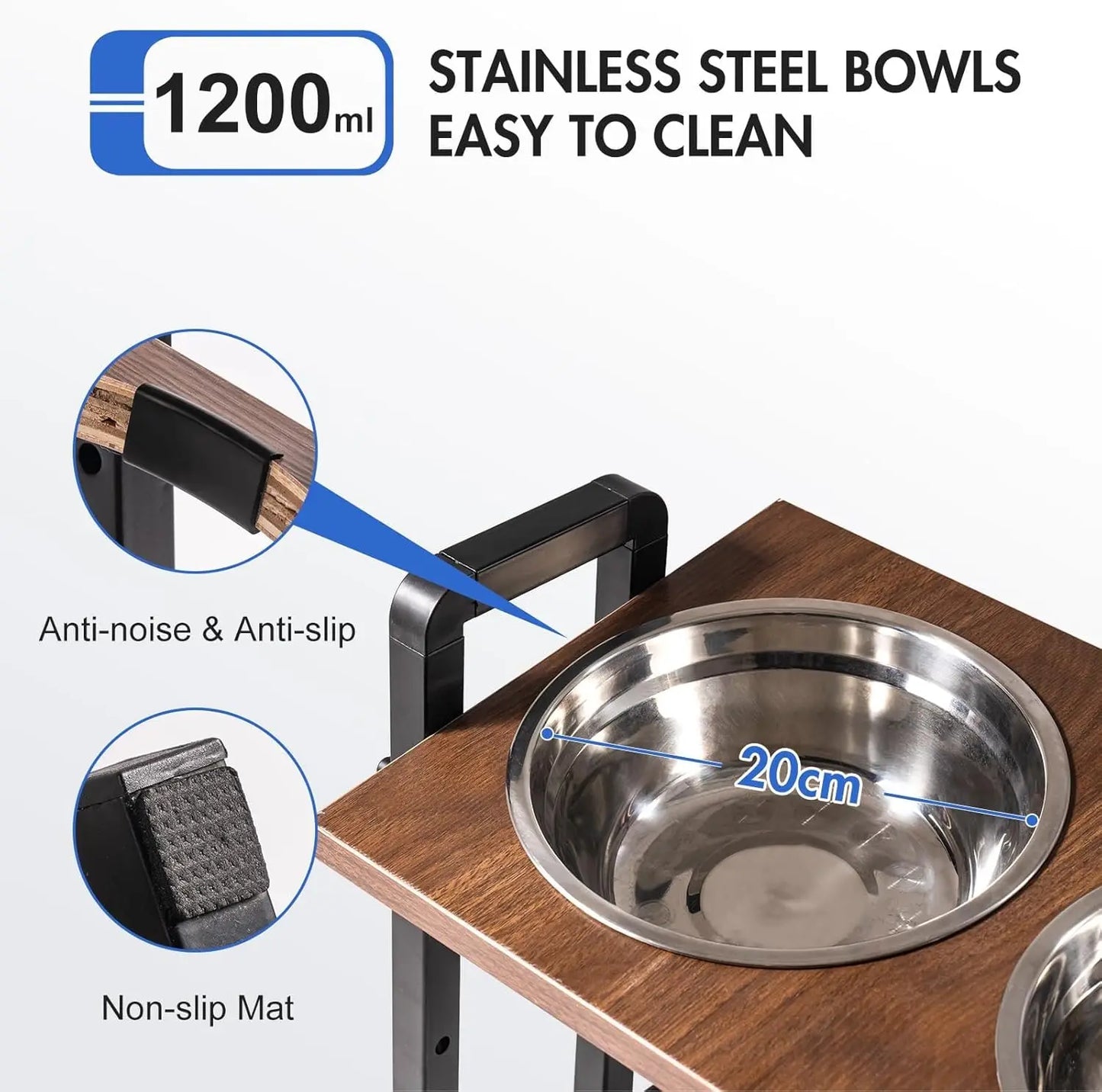 Raised Stainless Steel Height Adjustable Dog Bowls