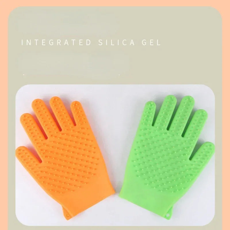 Silicone Dog Cleaning Massage Bath Gloves Palm Brush Hair Removal