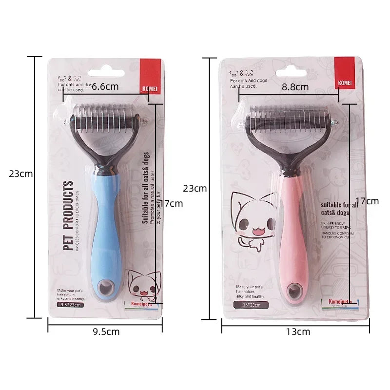 Dog Grooming Hair Removal Comb Brush Double sided Shedding Fur Knot Cutter
