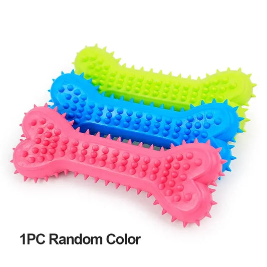 1PC Soft Rubber Bite-resistance Bone Shape Chew Toy for Small Dogs