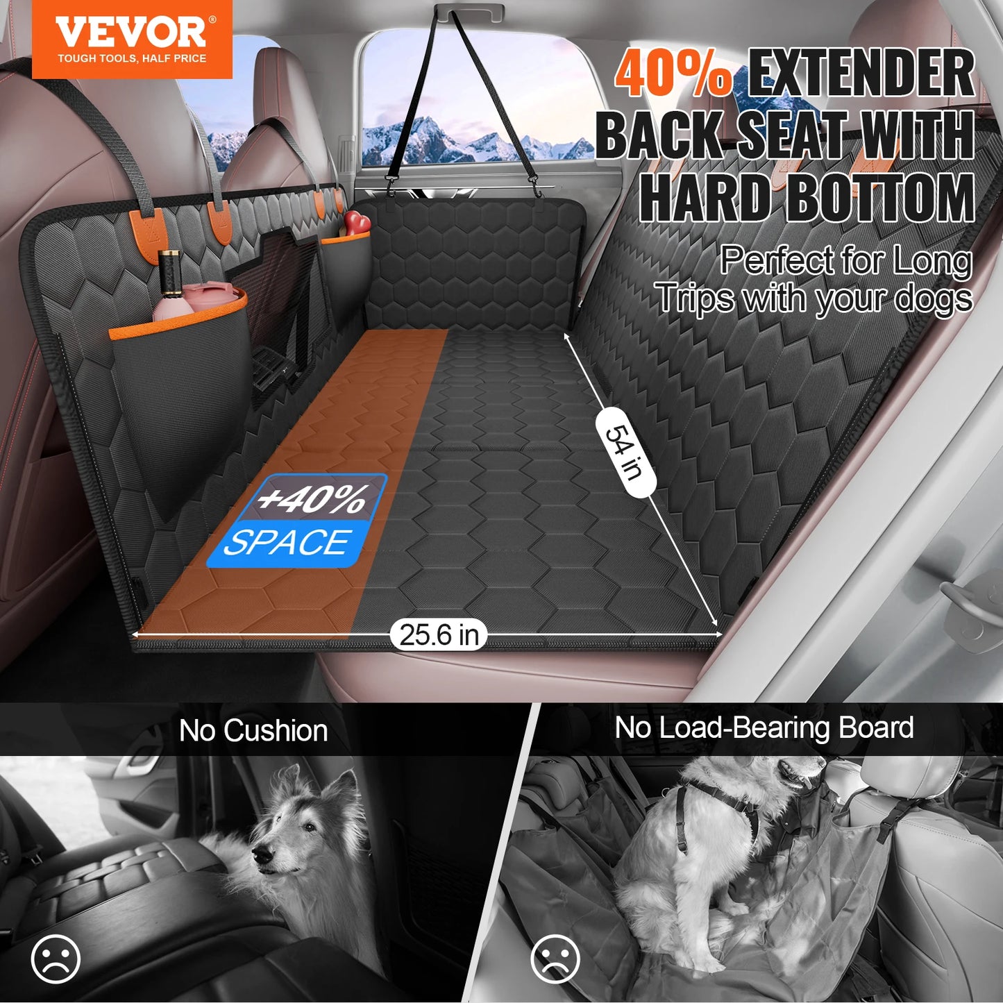 Back Seat Extender, Seat Cover for Back Seat with Mesh Window