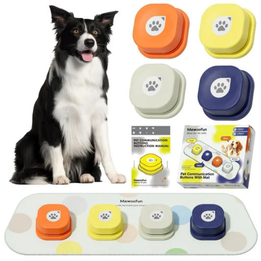 4 Pcs Communication Buttons Voice Recording Clicker Training Manual for Dogs