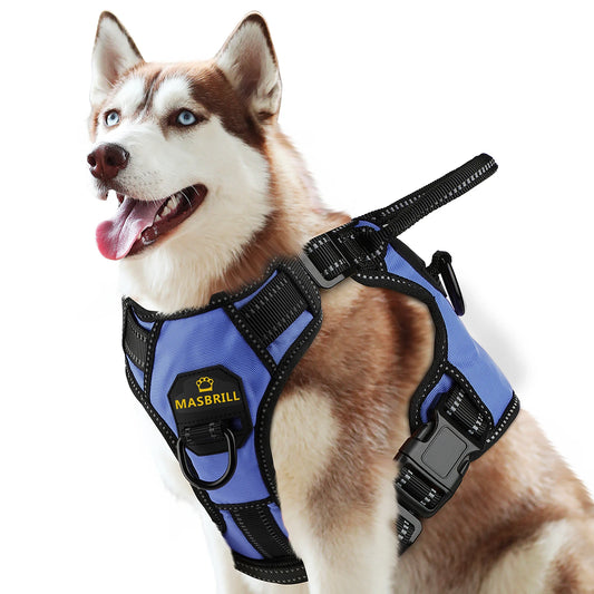Dog Nylon Adjustable Reflective Dog Vest, No Pull, 2 Metal Leash Hooks, Easy Control