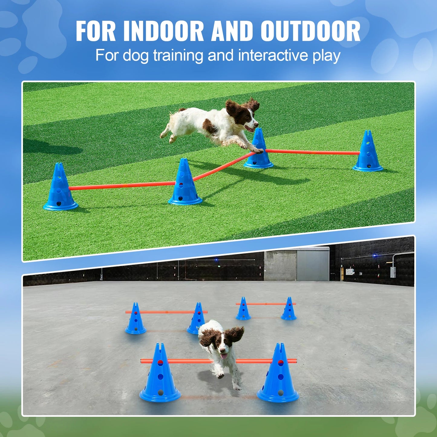 Dog Agility Training Hurdle Cone Set, Height Adjustable Crossbar Puppy Obstacle Course