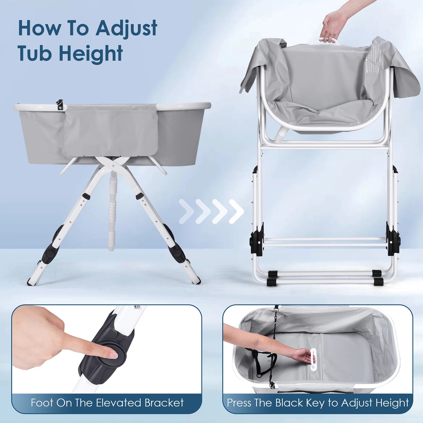 Collapsible Portable Dog Bathtub with Stand, Lightweight & Non-Slip Base