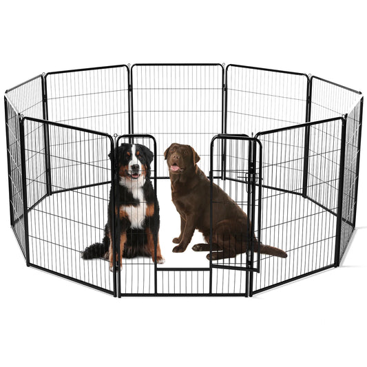 8 Panel Dog Playpen  Indoor Exercise Fence,  Metal Heavy Duty Crates with Doors