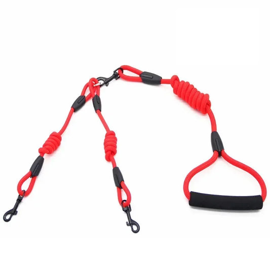 Double Leash, Small Dogs for Leash, 2 Ways Pet Nylon Dogs Lead Double Twin Coupler Stuff Black