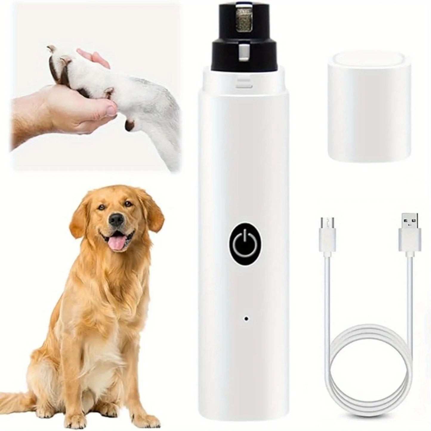 Dog Nail Grinder, 3 Grinding Ports, - Silent Rechargeable Electric Nail Trimmer