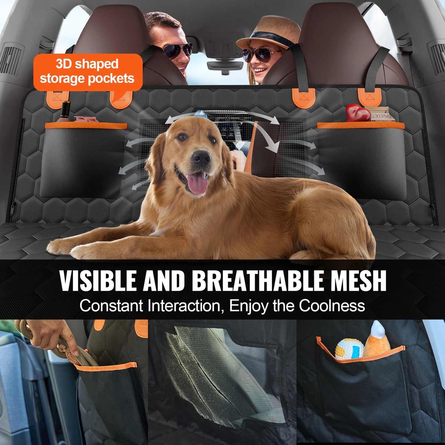 Back Seat Extender, Seat Cover for Back Seat with Mesh Window